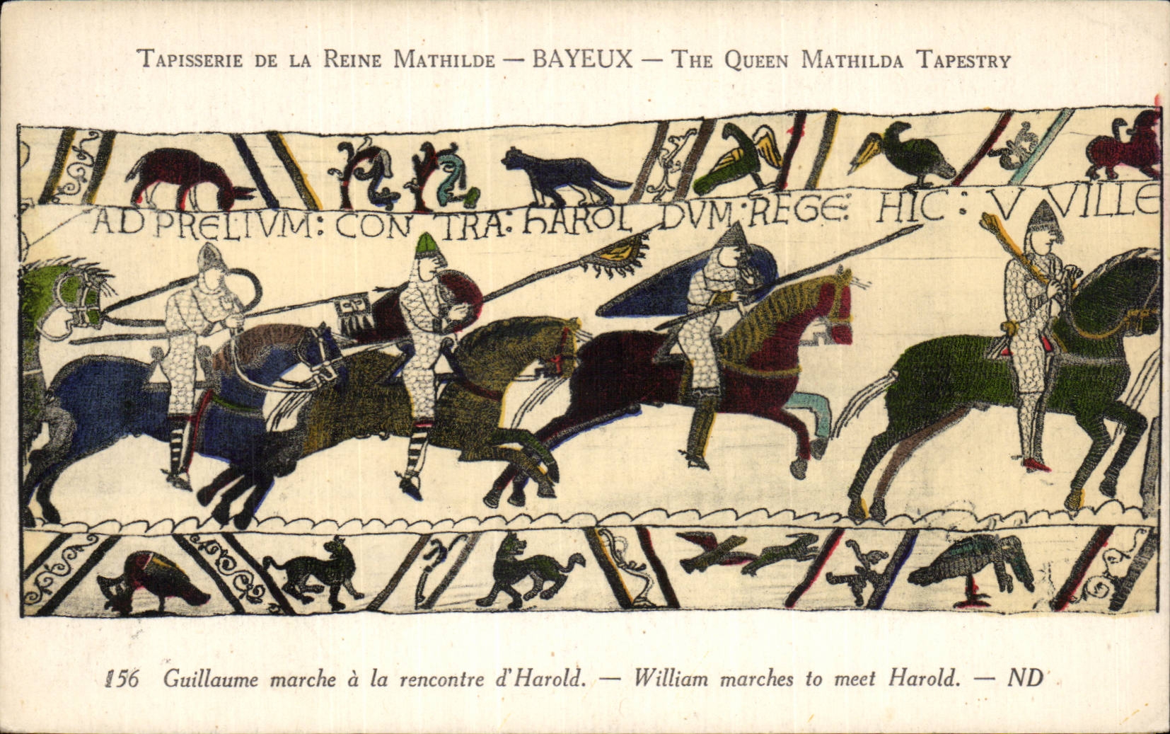 CPA Bayeux Tapestry of the Queen Mathilde Guillaume market with the meeting of Harold