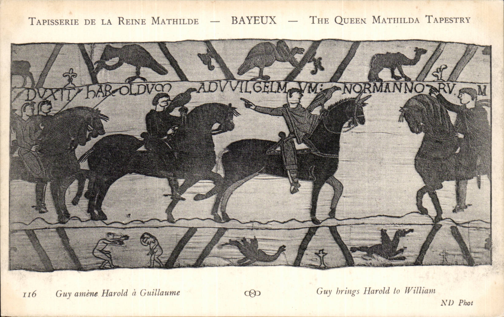 CPA Bayeux Tapisserie of the Queen Mathilde Guy brings Harold has Guillaume
