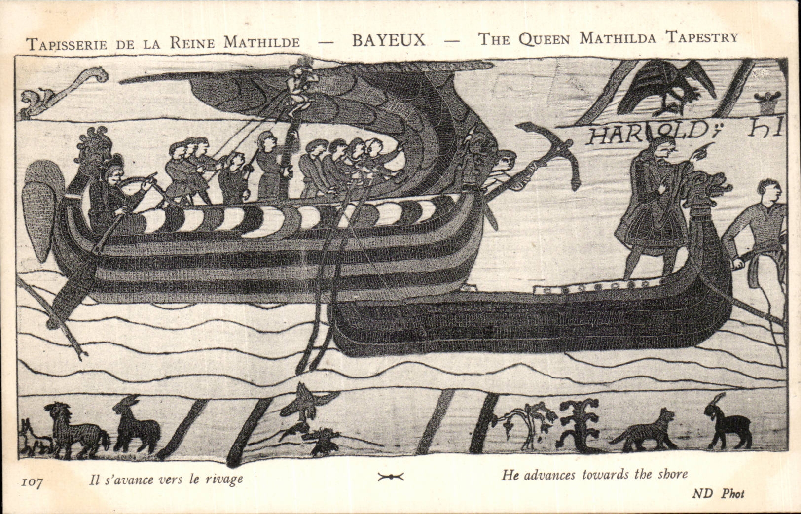 CPA Bayeux Tapisserie of the Queen Mathilde It advances towards the shore