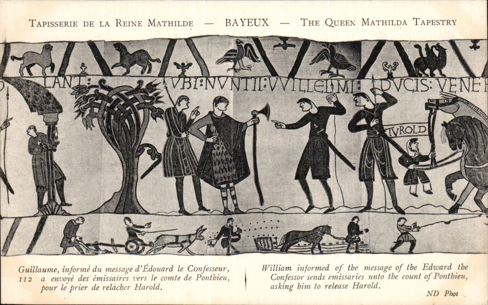 CPA Bayeux Tapisserie of the Queen Mathilde Guillaume informs of the message of Edouard the confessor