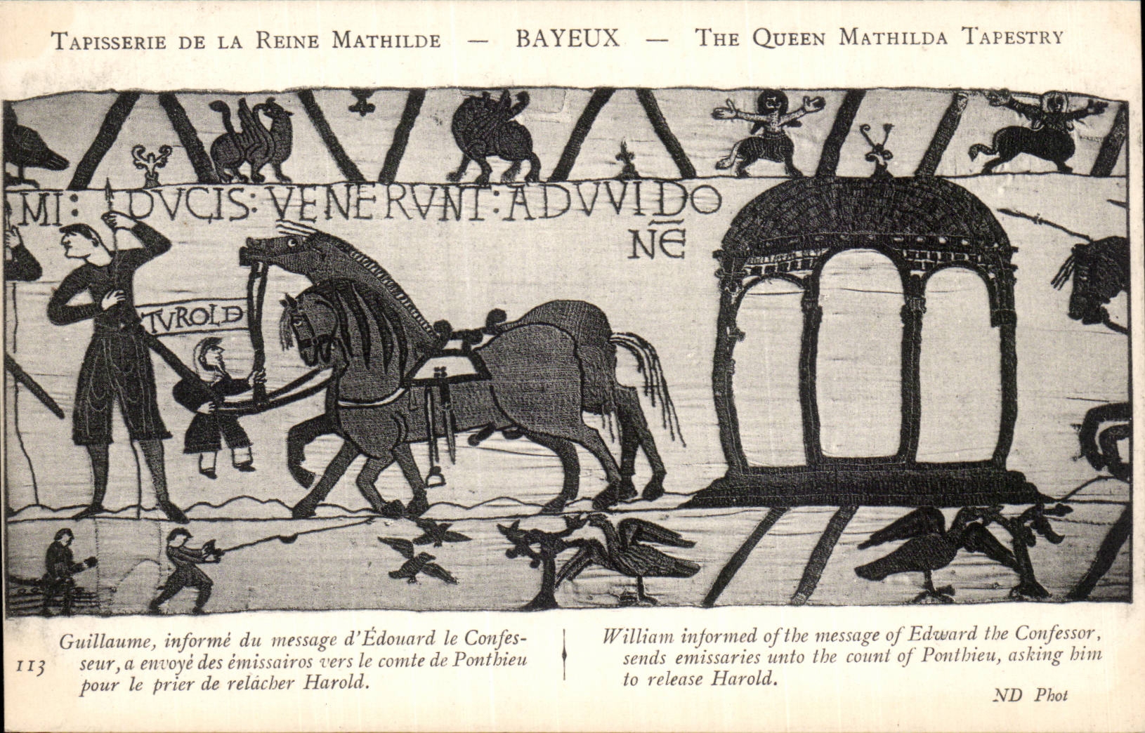 CPA Bayeux Tapisserie of the Queen Mathilde Guillaume informs of the message of Edouard the confessor