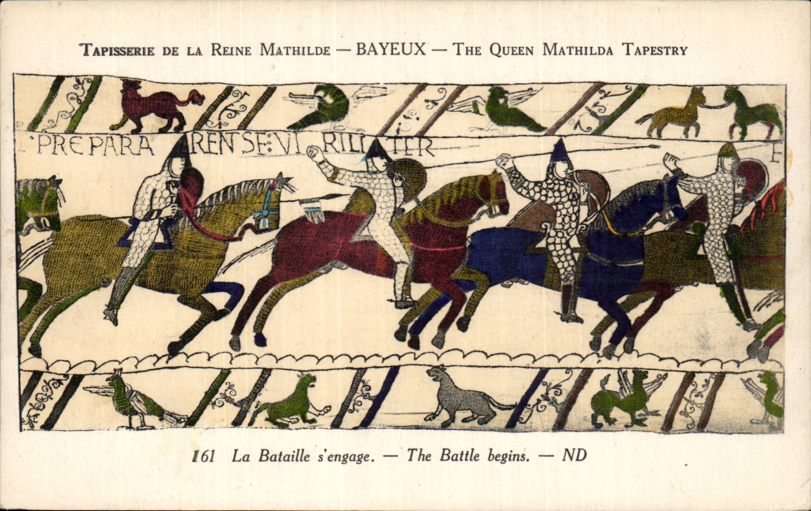 CPA Bayeux Tapisserie of the Mathilde Queen the battle engages