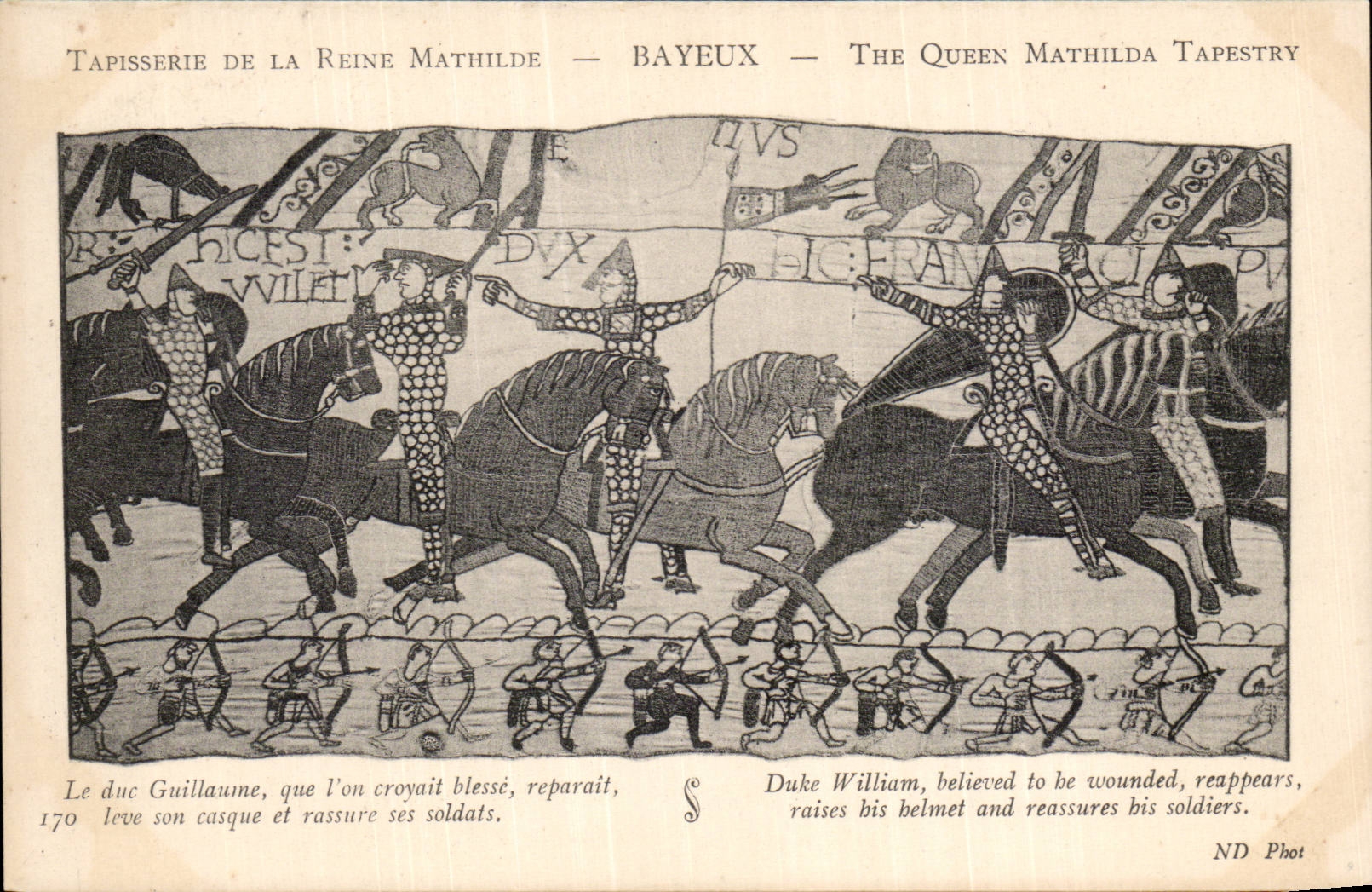 CPA Bayeux Tapisserie of the Mathilde Queen the duke Guillaume whom one believed wounds reappears