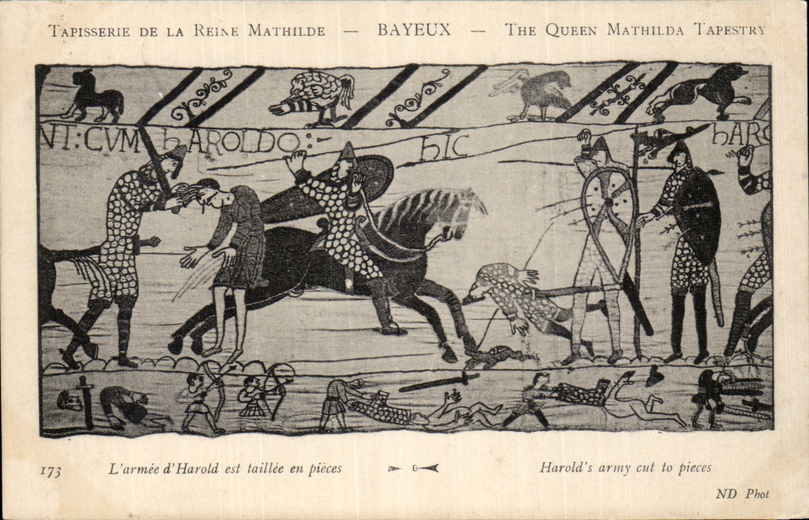 CPA Bayeux Tapisserie of the Mathilde Queen the army of Harold is taillee in parts