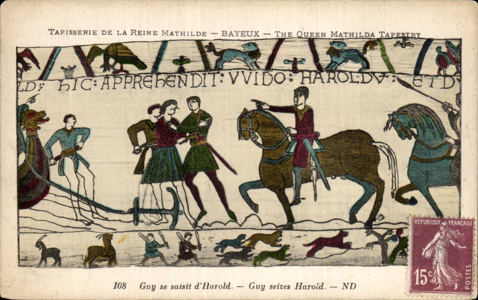 CPA Bayeux Tapestry of the Queen Mathilde Guy saisist of Harold