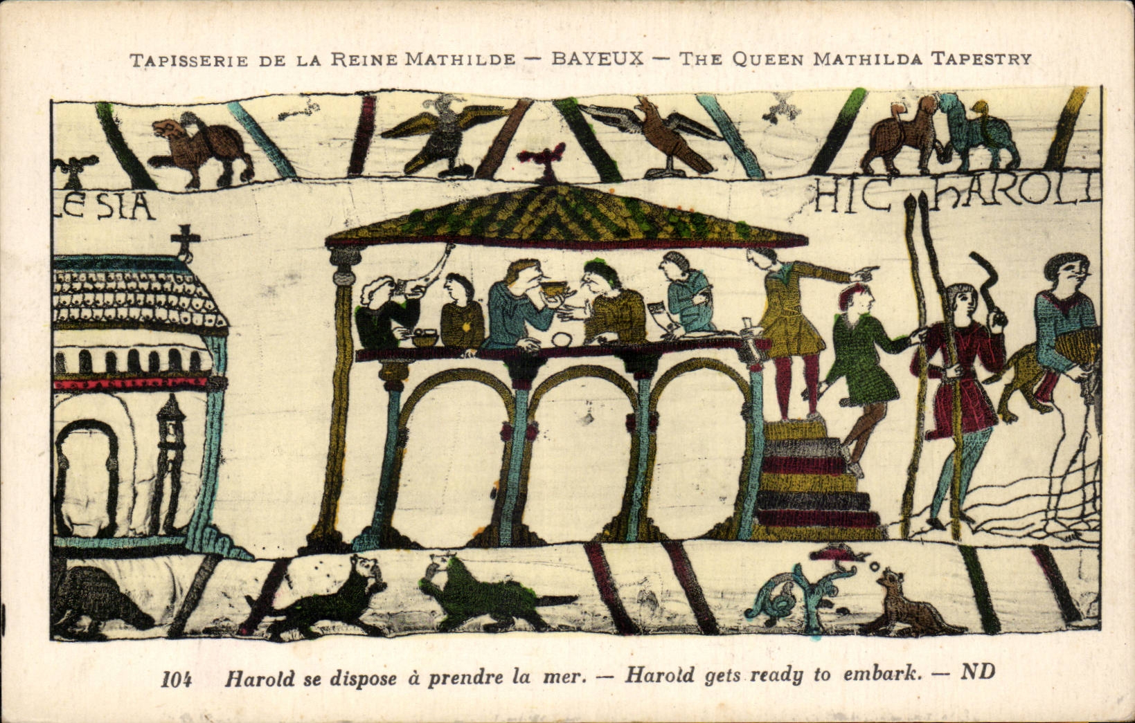 CPA Bayeux Tapisserie of the Queen Mathilde Harold is laid out has to take the sea