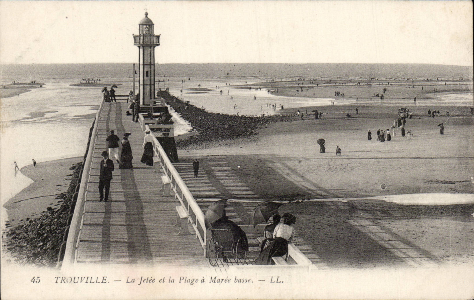 CPA Trouville the pier and the beach has low tide