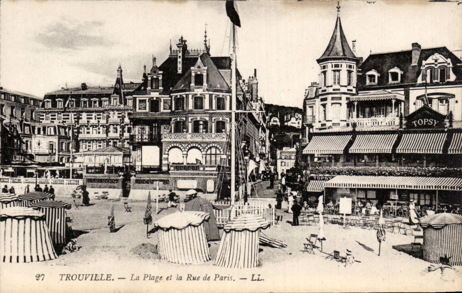CPA Trouville the beach and the street of Paris