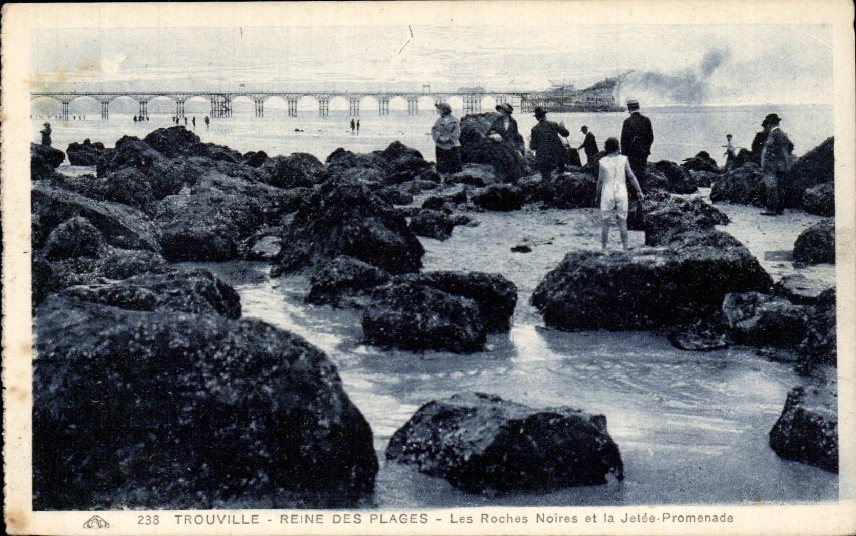 CPA Trouville Queen of the beaches black rocks and the pier walk