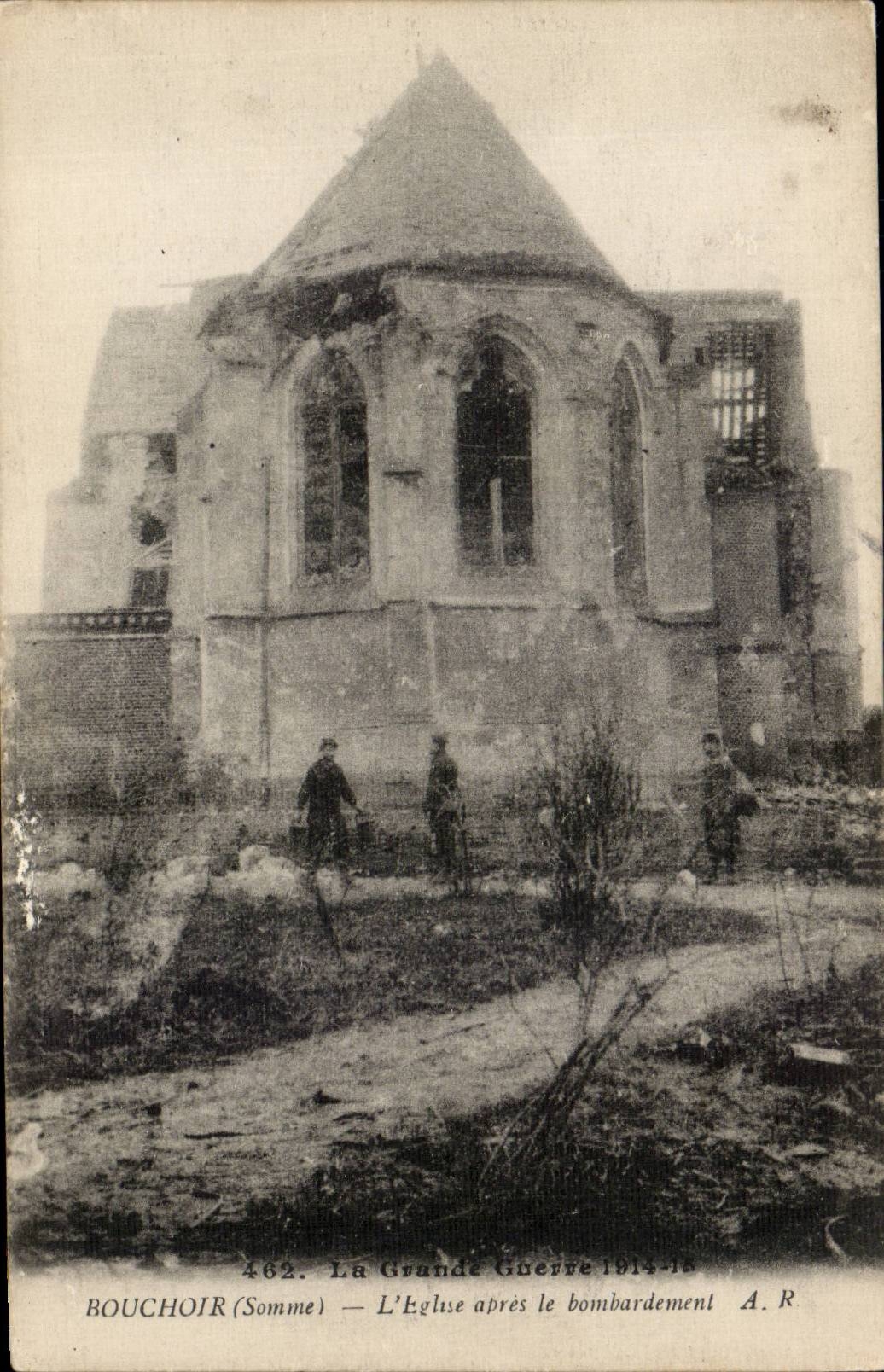 CPA Rouchoir the church after the bombardment