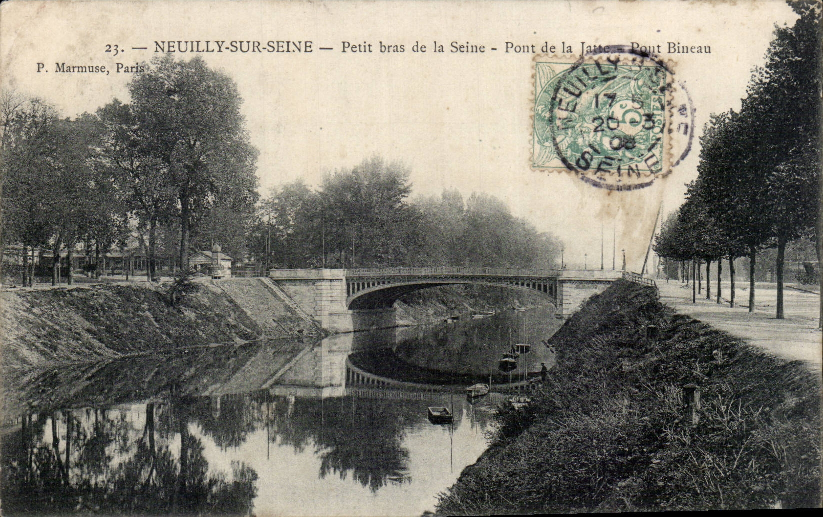 CPA Neuilly sur Seine Petit bras de la Seine Pont de la Jatte Pont Bineau