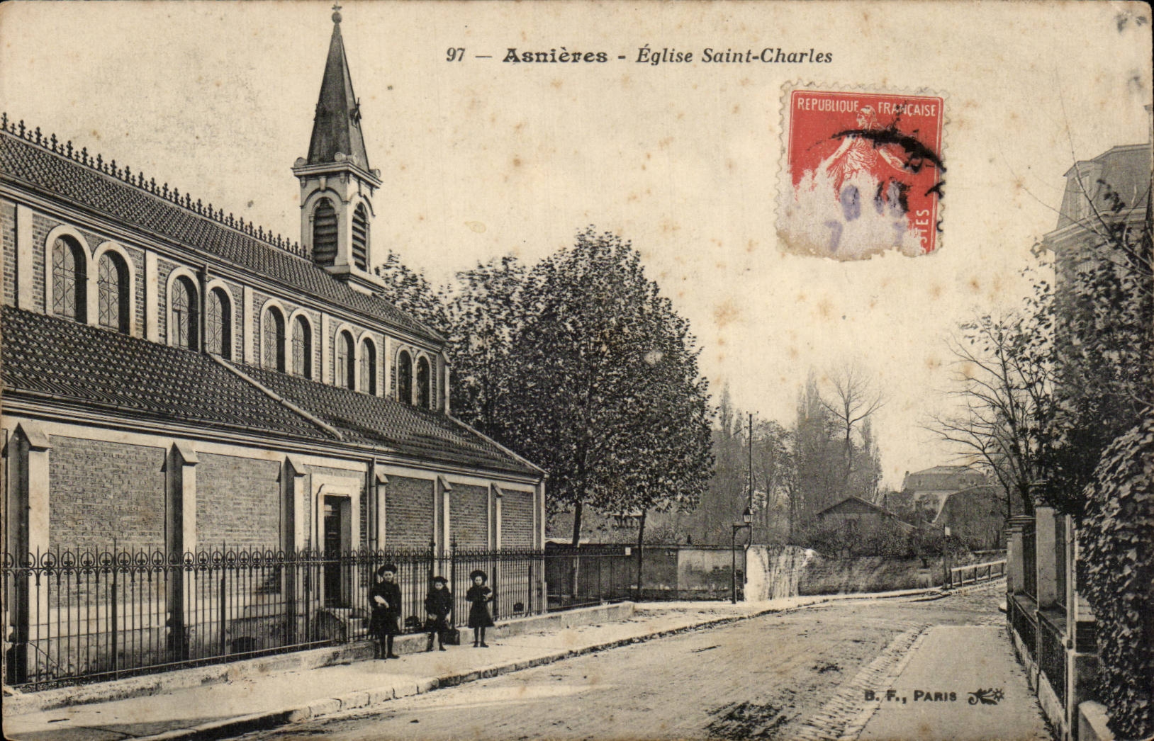 CPA Asnieres Church Saint Charles