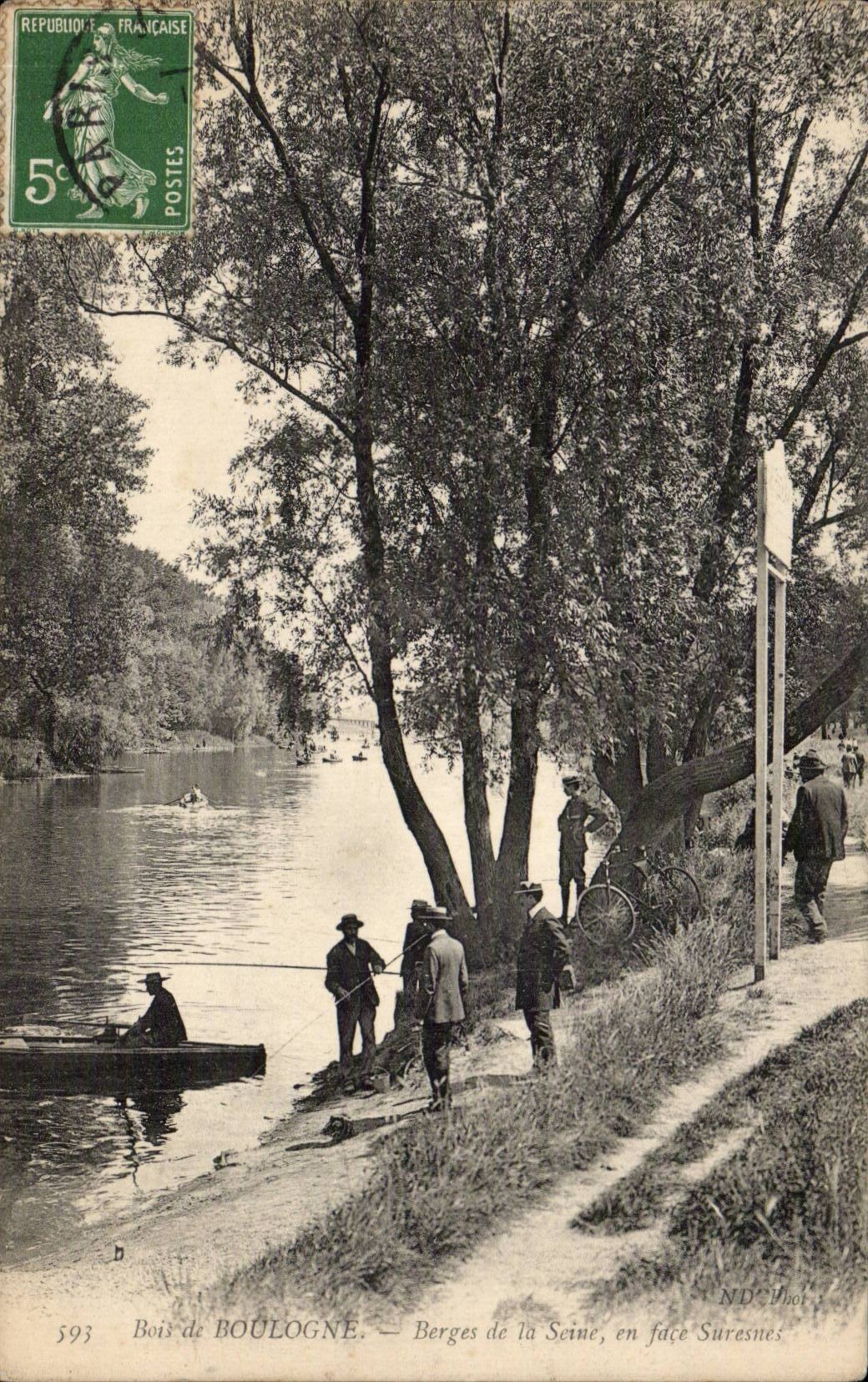 CPA Bois de Boulogne-Banke des Seine gegenuber von Suresnes