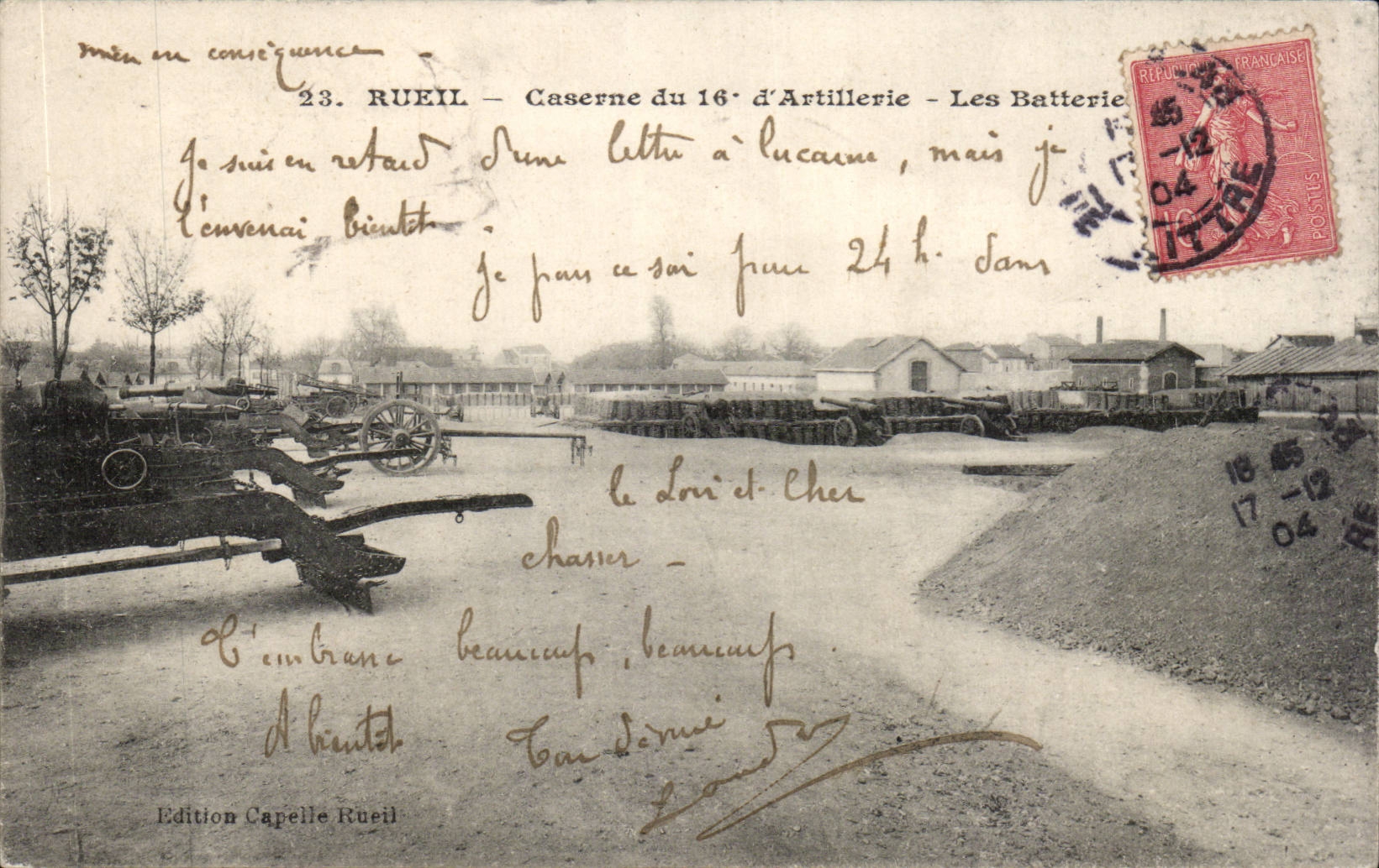 CPA Rueil Barracks of 16th of artillery batteries