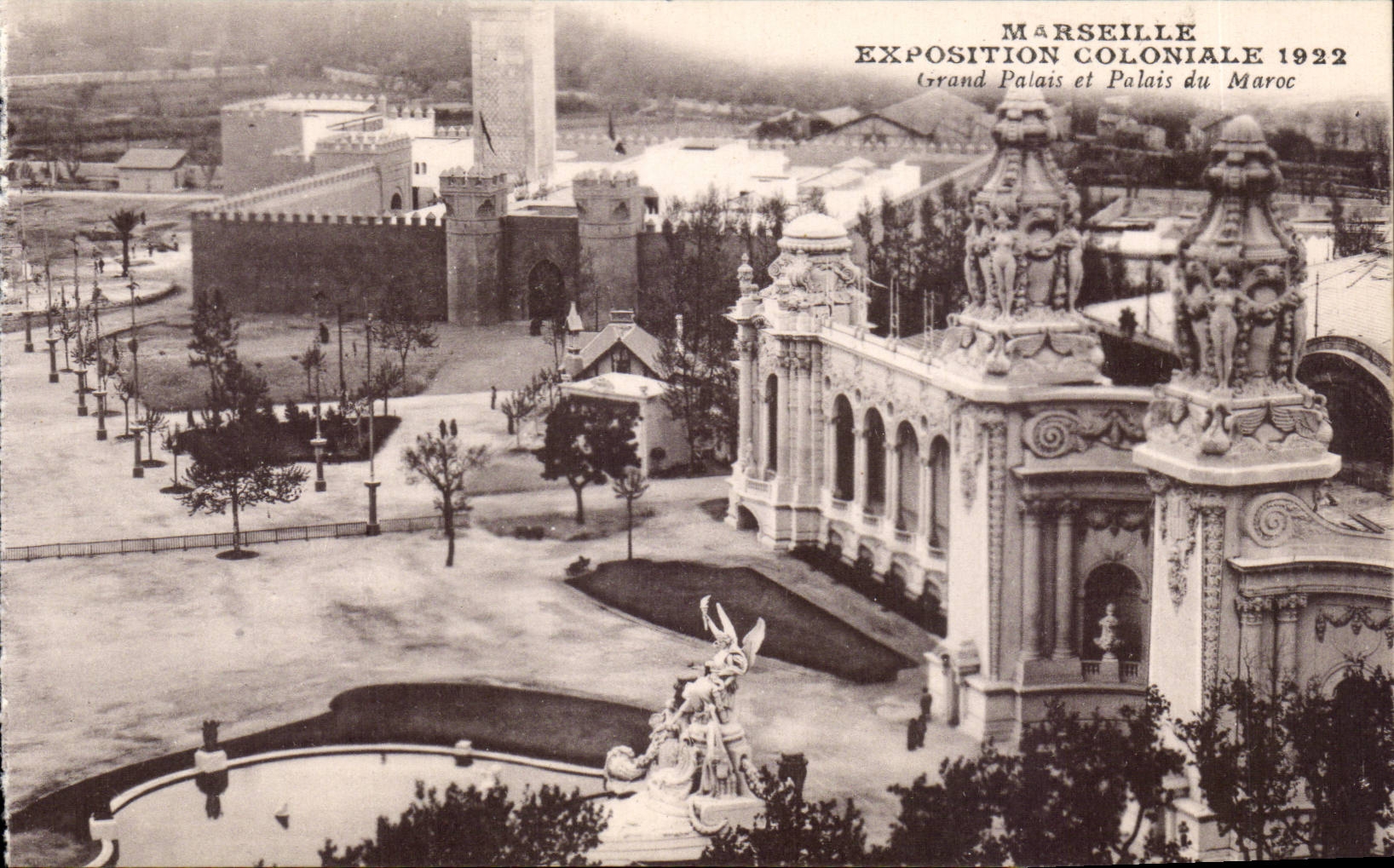 CPA Marseille Exposition coloniale 1922 Grand palais et palais du Maroc
