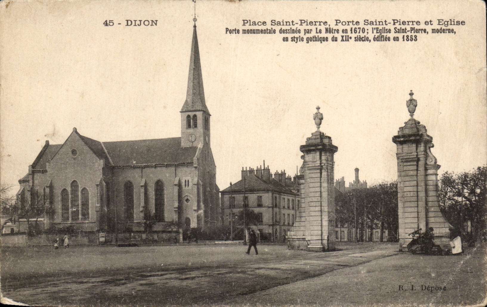 Dijon - Place Holy Pierre - Gate Holy Pierre and Eglise - CPA - CPA