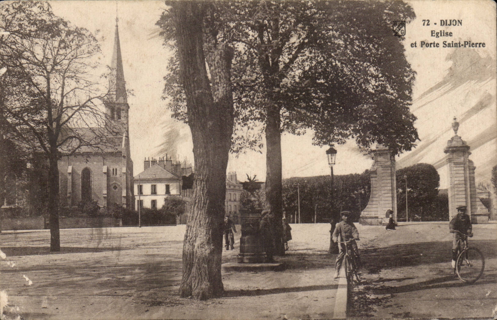 Dijon - Church and Gate Pierre Saint - Bicycle - Bicycle - CPA - CPA