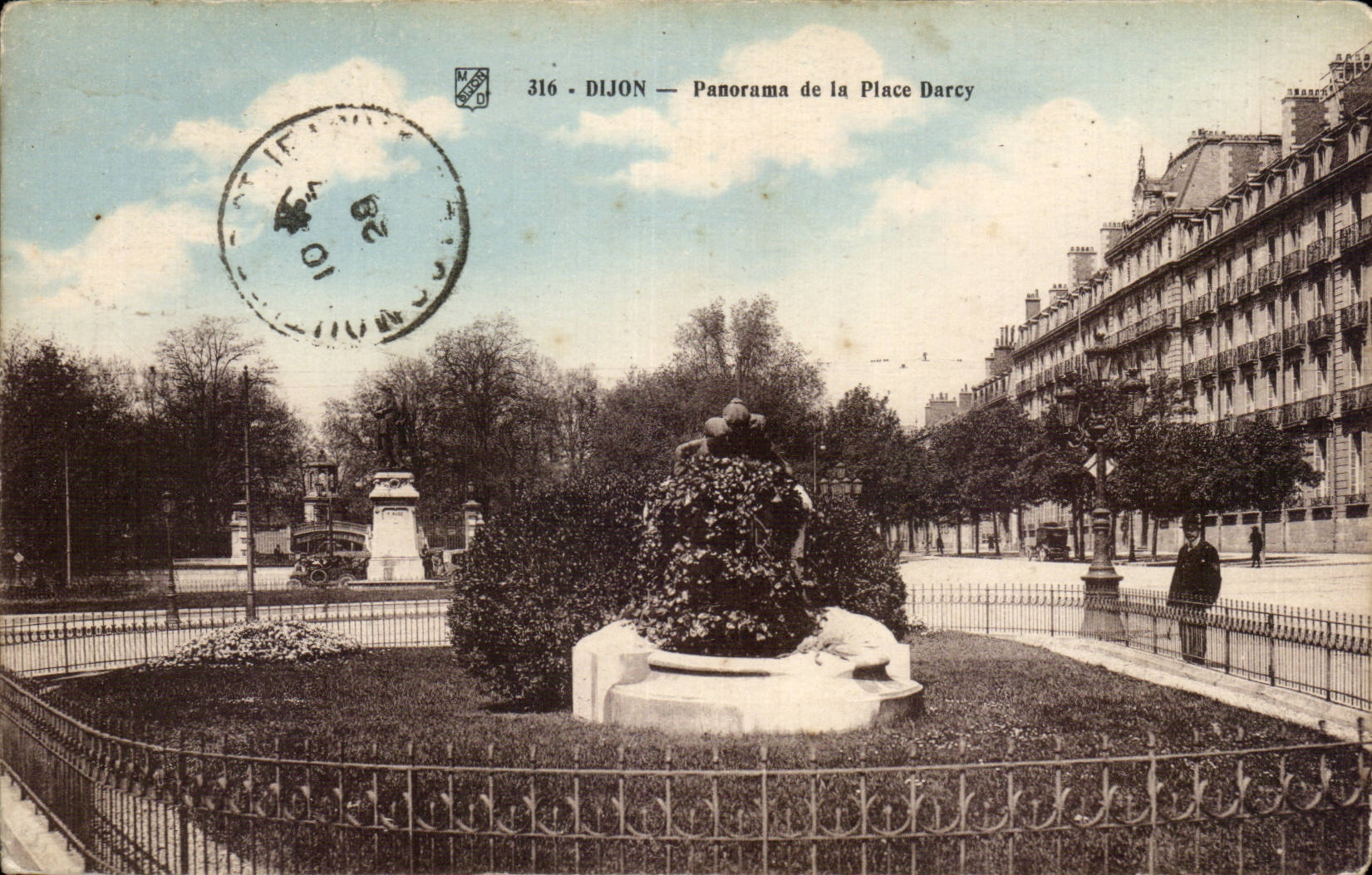 Dijon - Panorama of the Place Darcy - CPA