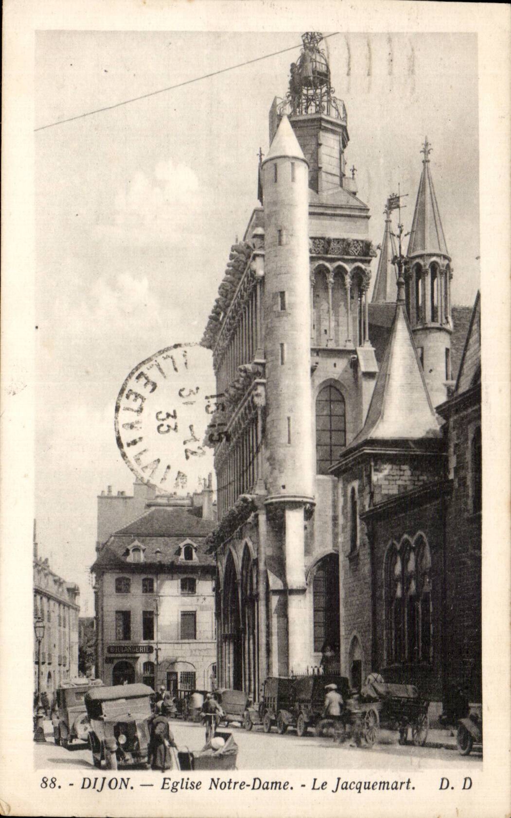 Dijon - Notre Dame Church - car - CPA
