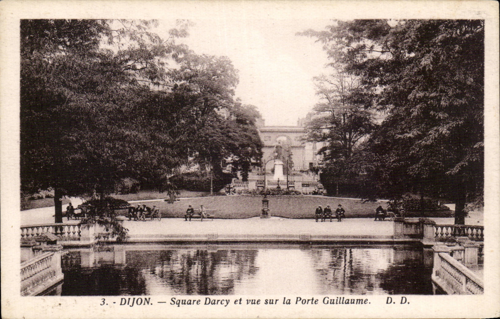 Dijon - Public garden Darcy and sight on the Guillaume Gate - CPA