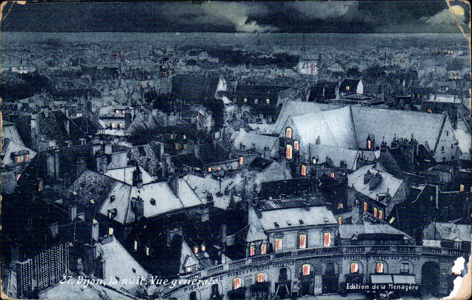 Dijon - View the night - CPA