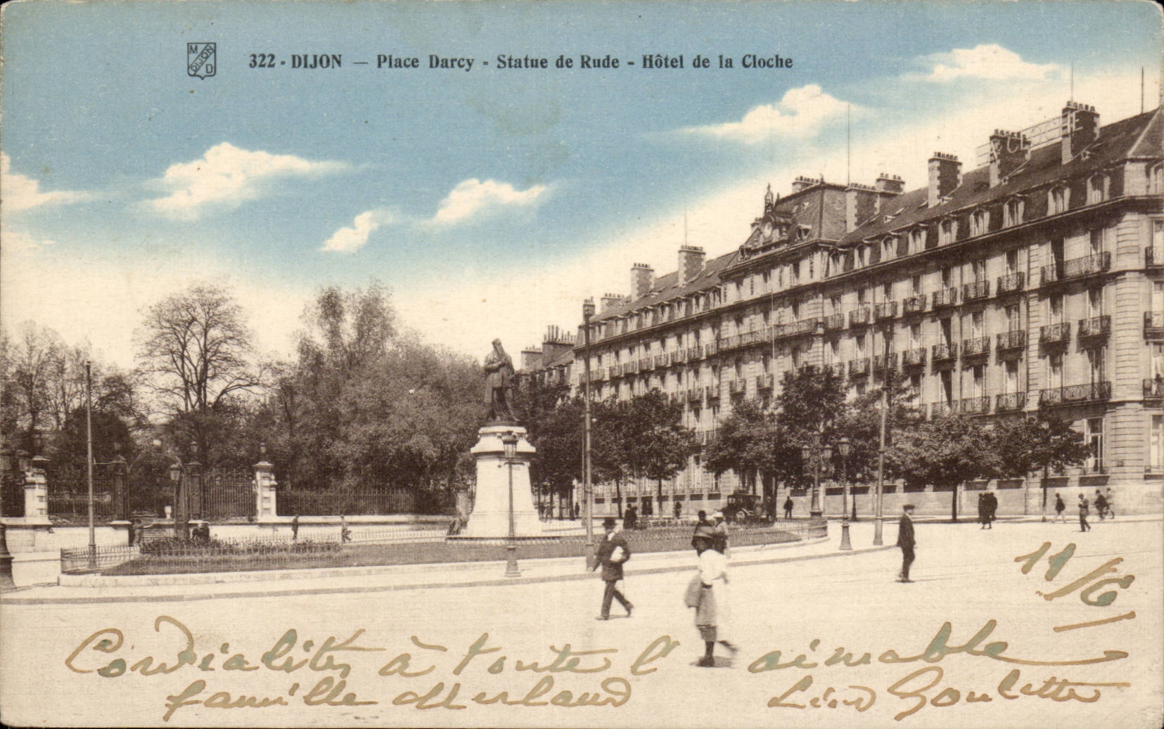 Dijon - Place Darcy - Statue of Hard - Hotel of the Bell - CPA