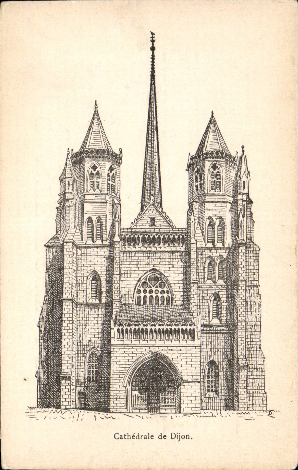 Dijon - Cathedral of Dijon - Illustration - CPA