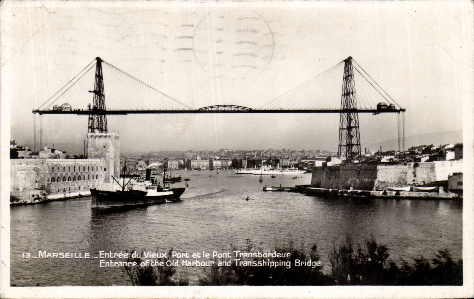 Marseilles - Entrance of the Old Port and the Transporter bridge - CPA