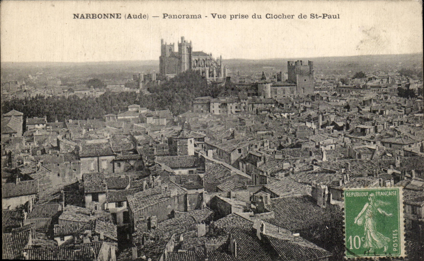 Narbonne - Panorama - Fang des Glocke-Aufsatzes von St Paul - CPA