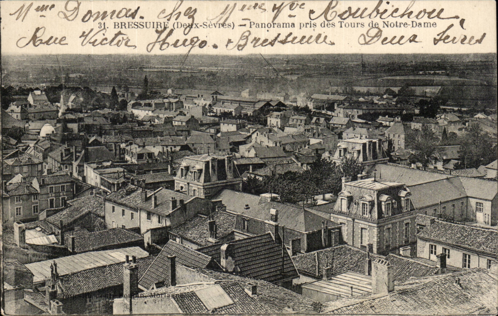 Bressuire - Panorama taken of Tours of Our Lady - CPA