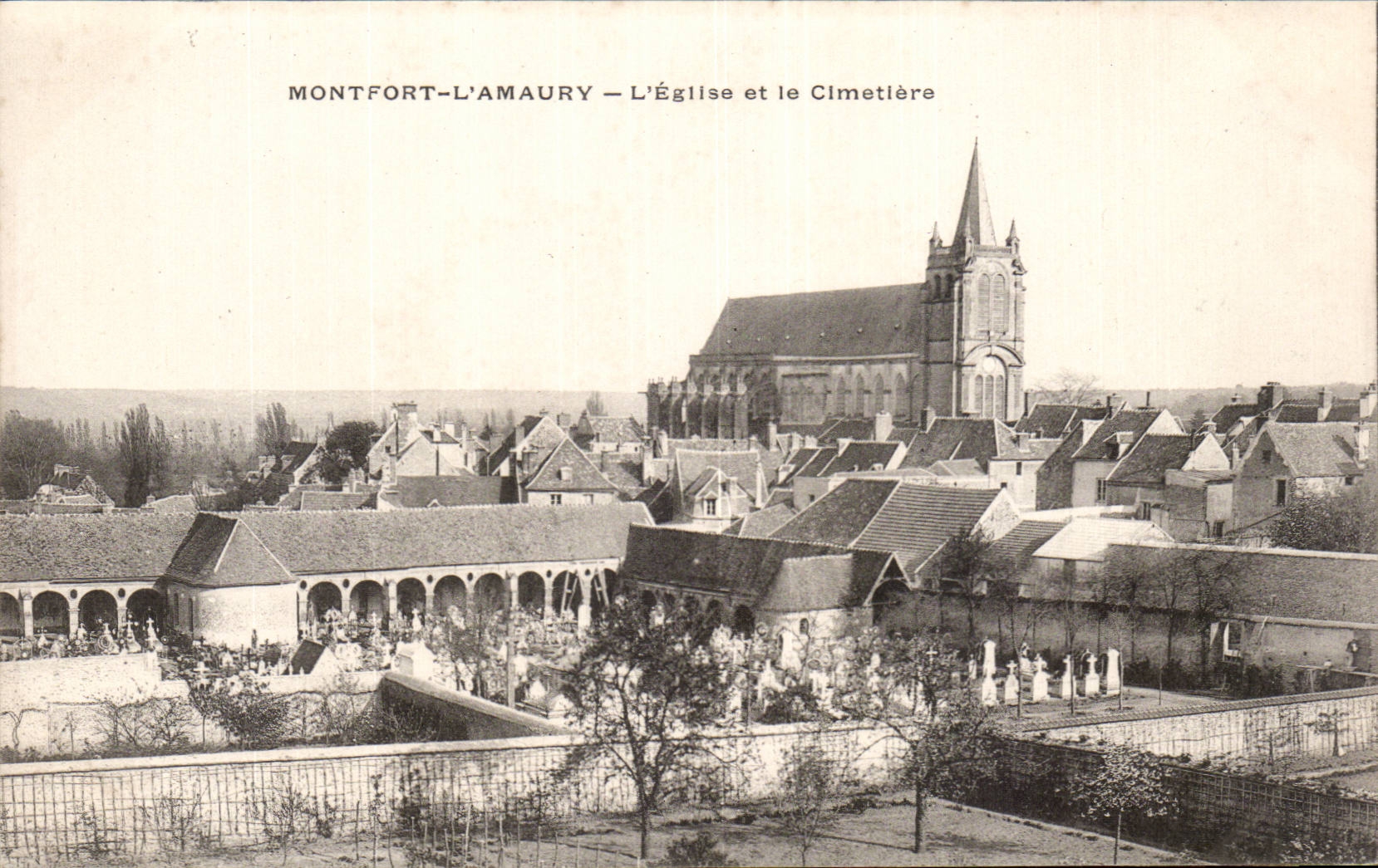 Montfort - Amaury - die Kirche und der Kirchhof - CPA