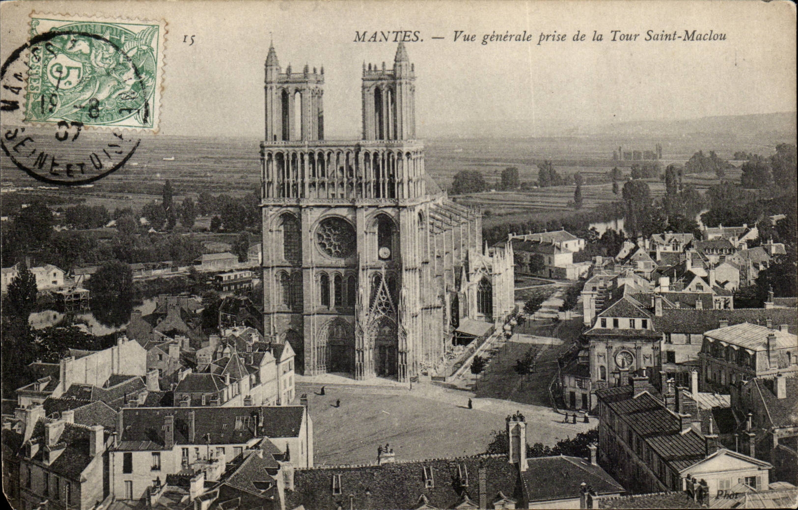 Mantes View taken of the Tower Saint Maclou - CPA