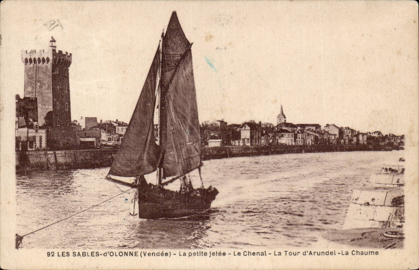 CPA Sande von olonne der kleine Pier der Kanal den der Aufsatz von Arundel thatch