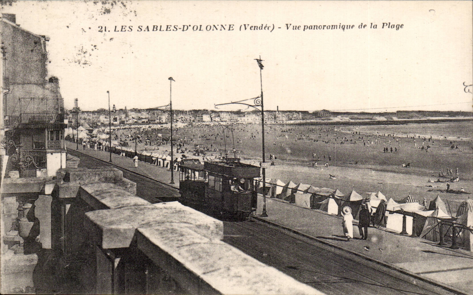 CPA Sande von olonne Panoramic View des Strand Forderwagens