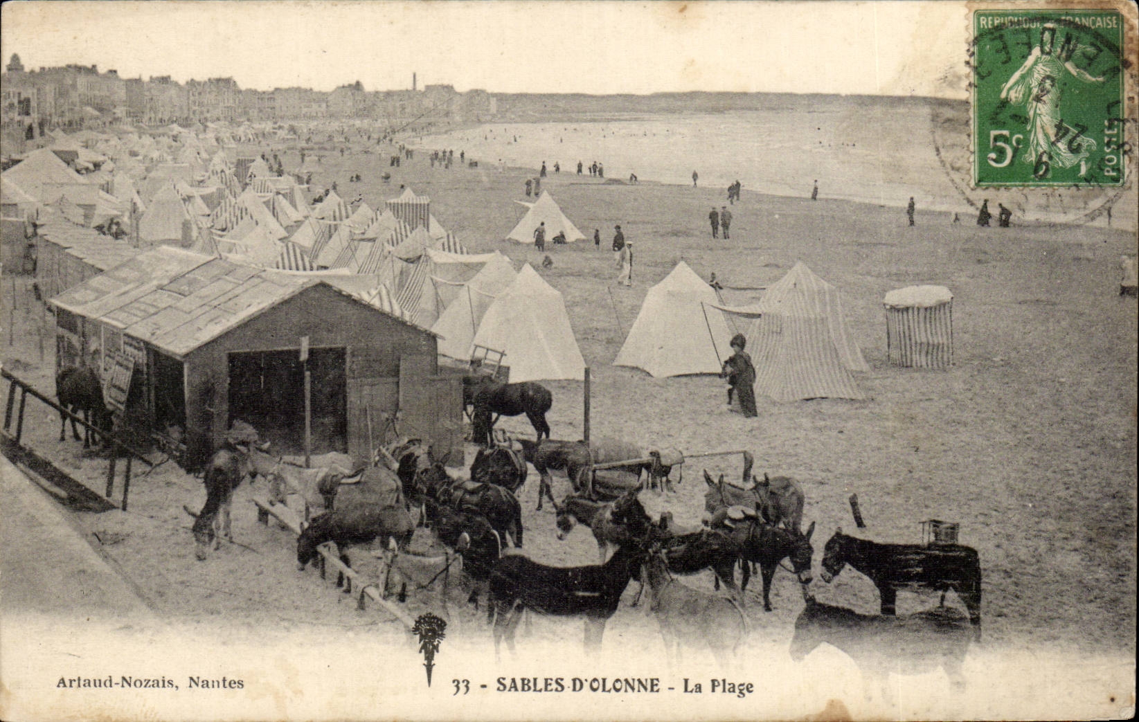 CPA Sande von olonne das Strand Esels-Esel-Maultier