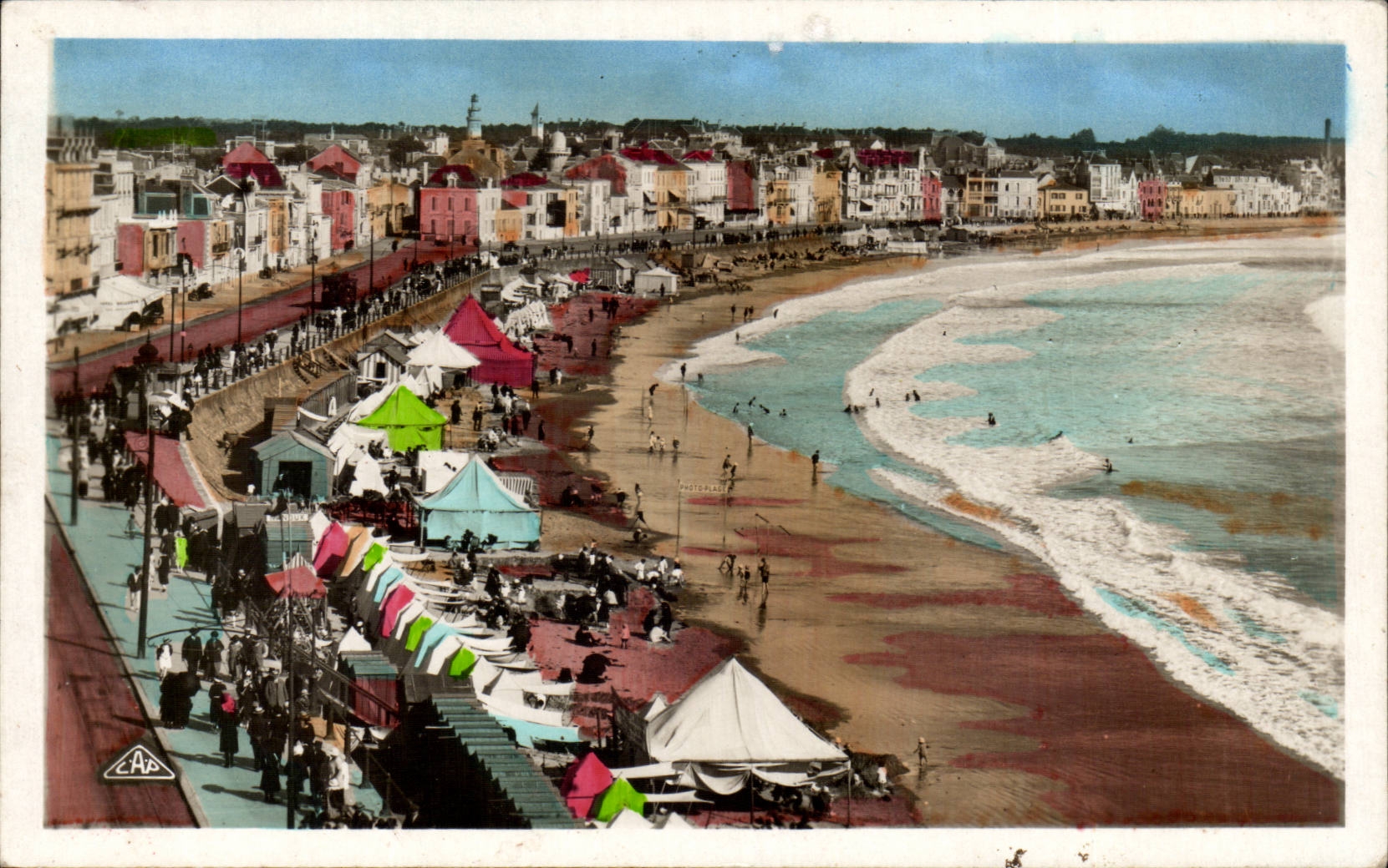 CPA Sables d'Olonne der Damm und der Strand