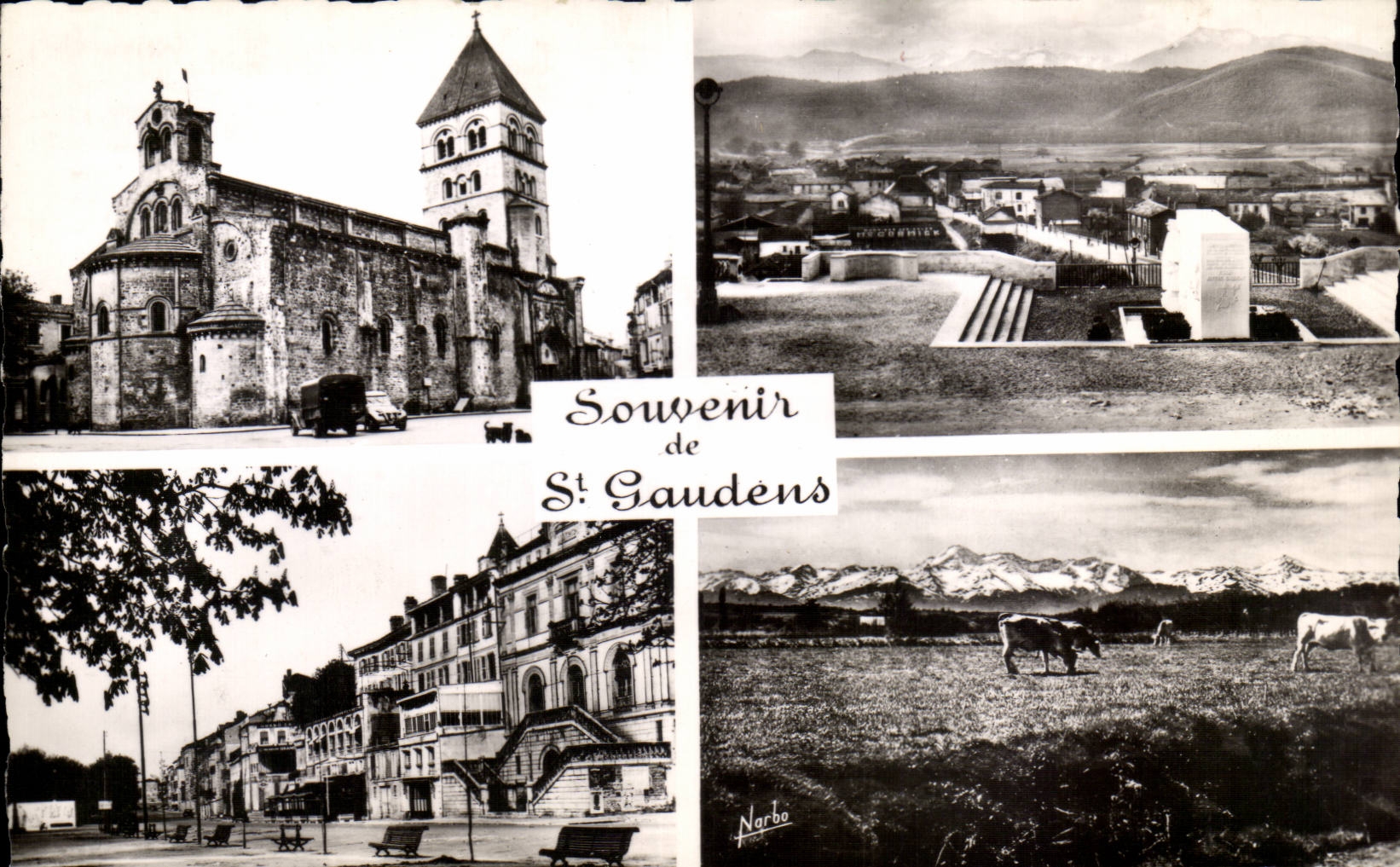 CPSM Saint Gaudens collegial the Monument of the Three Marshals the town hall Pyrenean Landscape