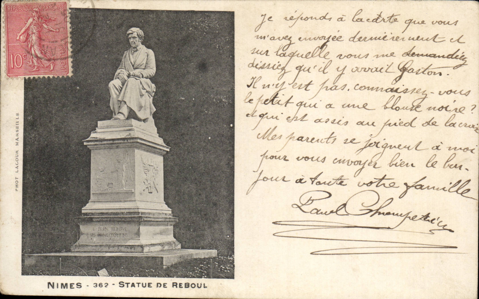 CPA Nimes Statue von Reboul