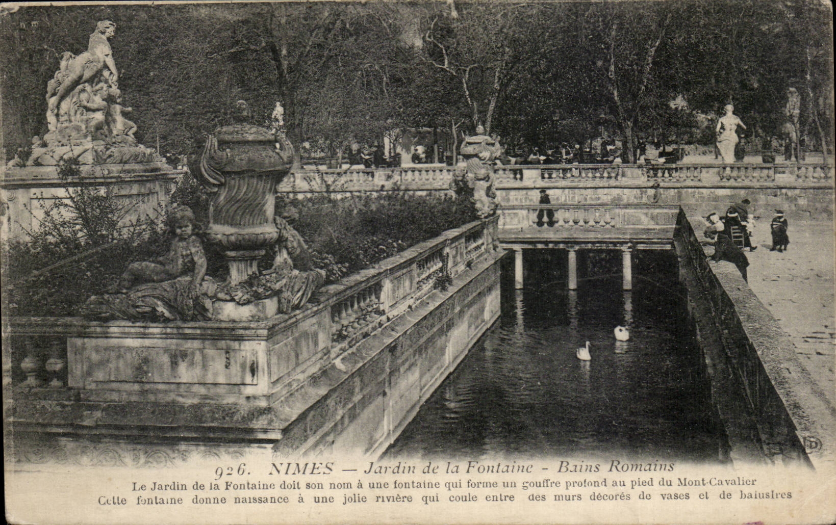 CPA Nimes Garten der Brunnen romischen Bader