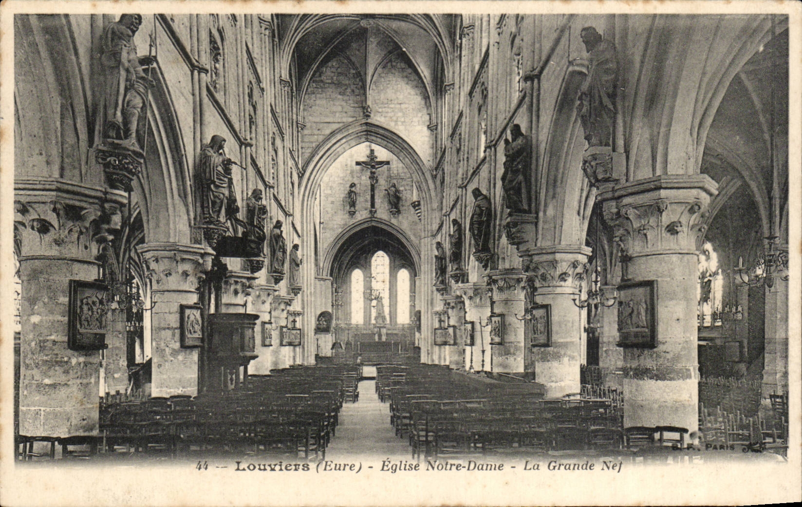 CPA Louviers Church Notre Dame la grande nave
