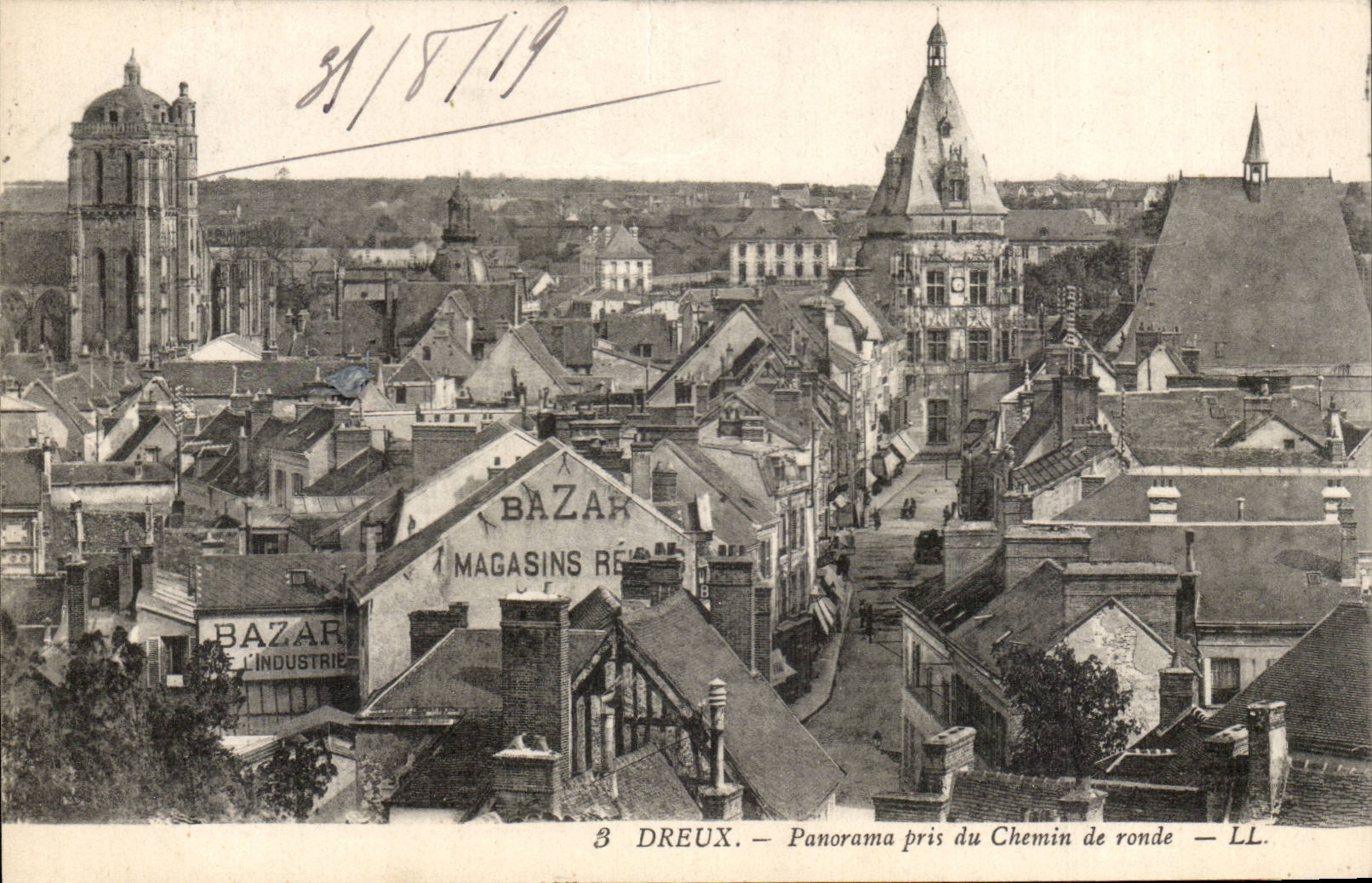 CPA Dreux Panorama genommen von der umfassten Weise