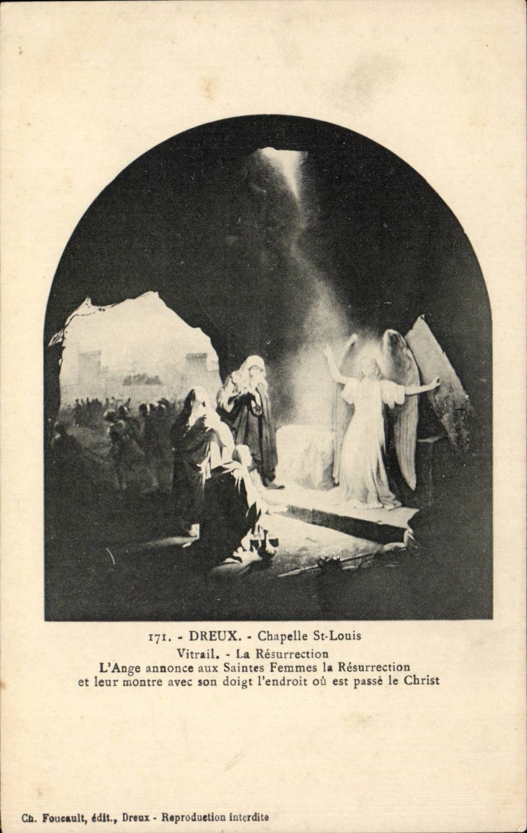 CPA Dreux Wolbung-St- LouisBuntglas-Auferstehungs-Engels-Engel