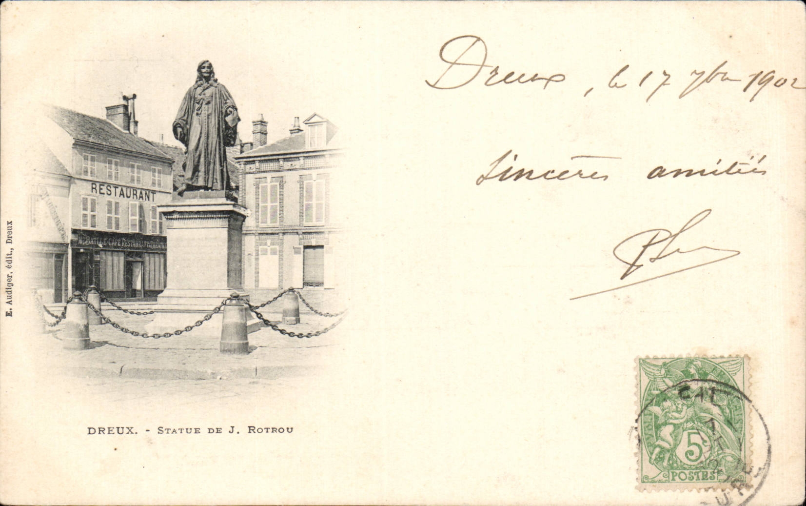 CPA Dreux Statue von J Rotrou