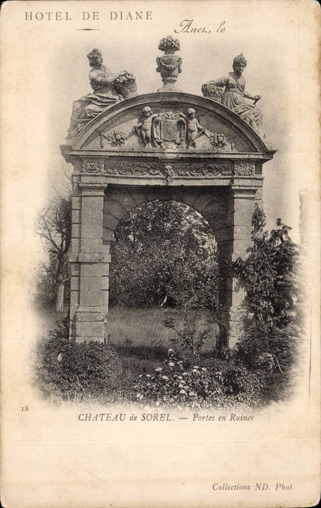 CPA Hotel des Diane-Schlosses der Sorel Gatter in den Ruinen