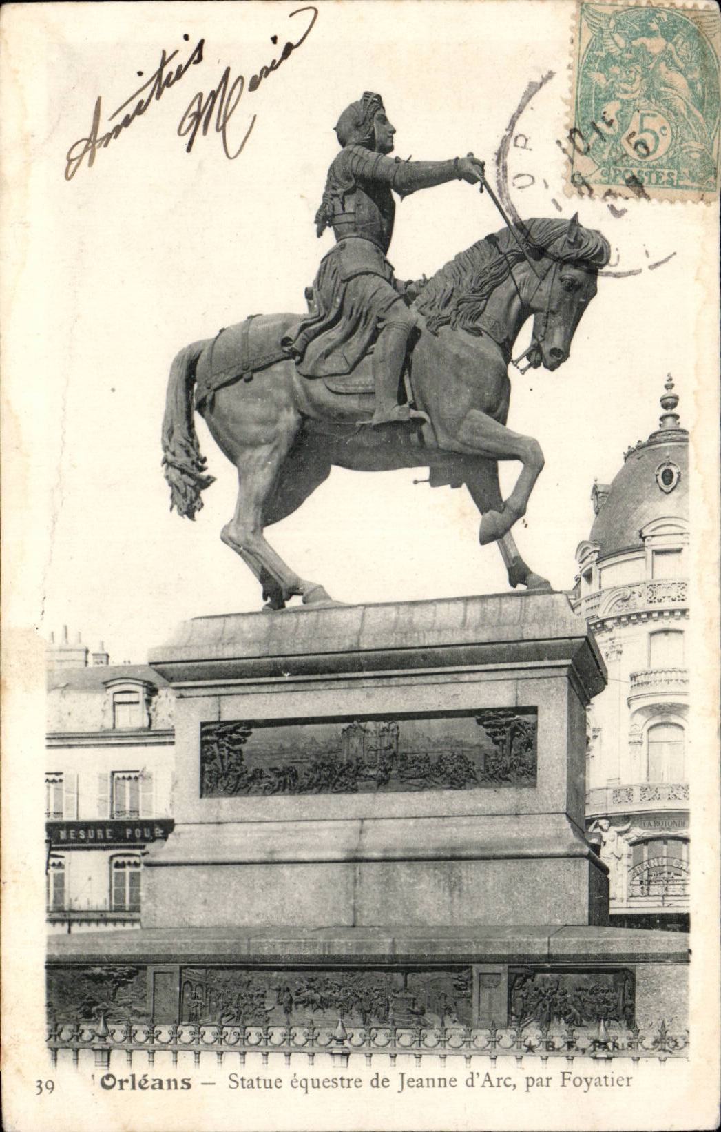 CPA Orleans Statue equestrian of Jeanne of arc by Foyatier
