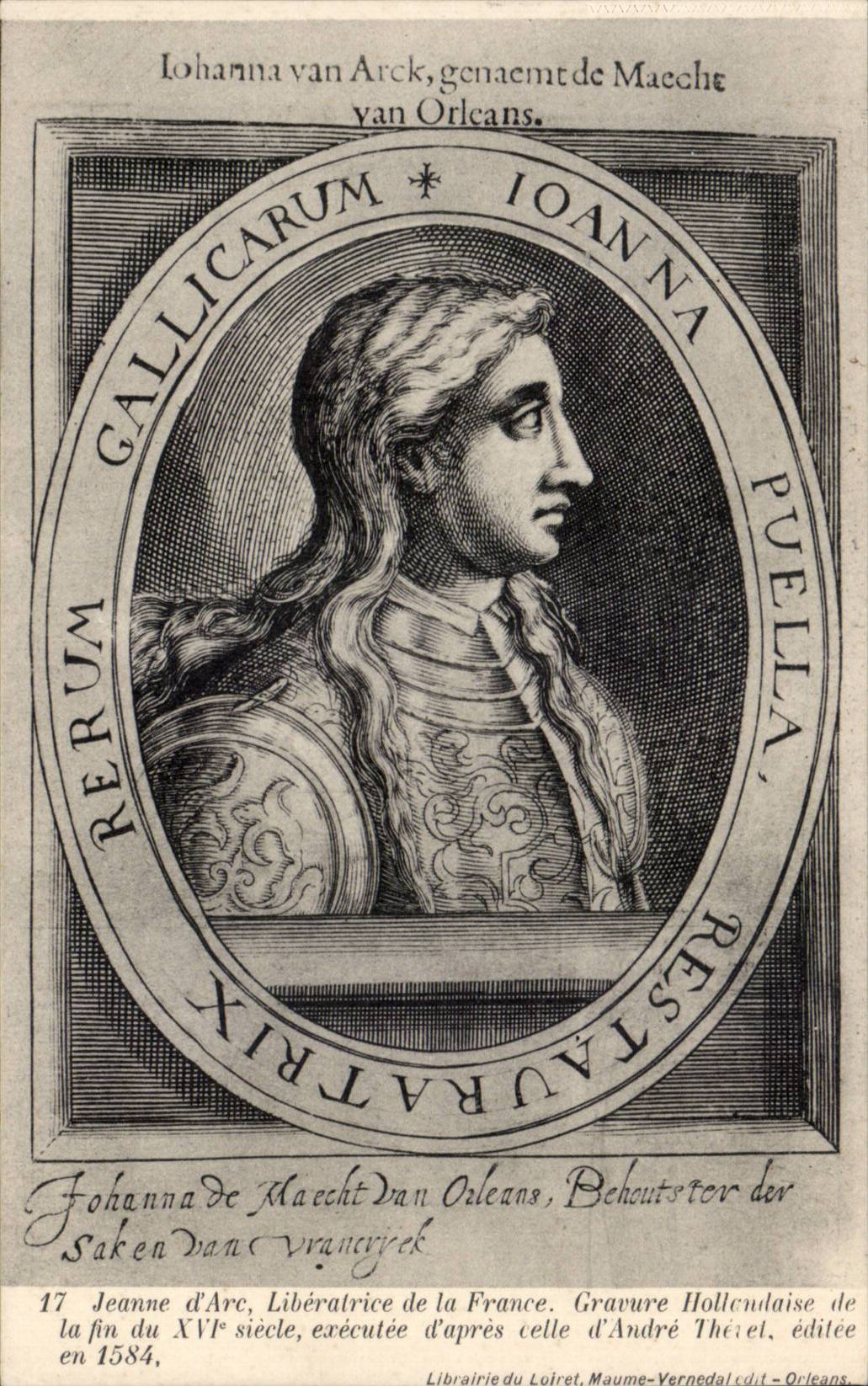 CPA Orleans Engraving of Jeanne of arc according to Andre Therel editee in 1584