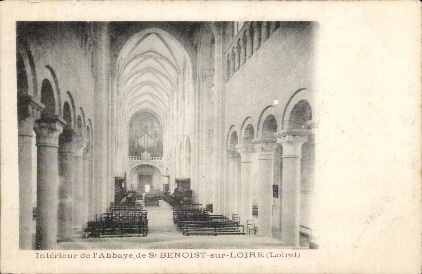 Interior CPA of the abbey of Saint Benoit on the Loire