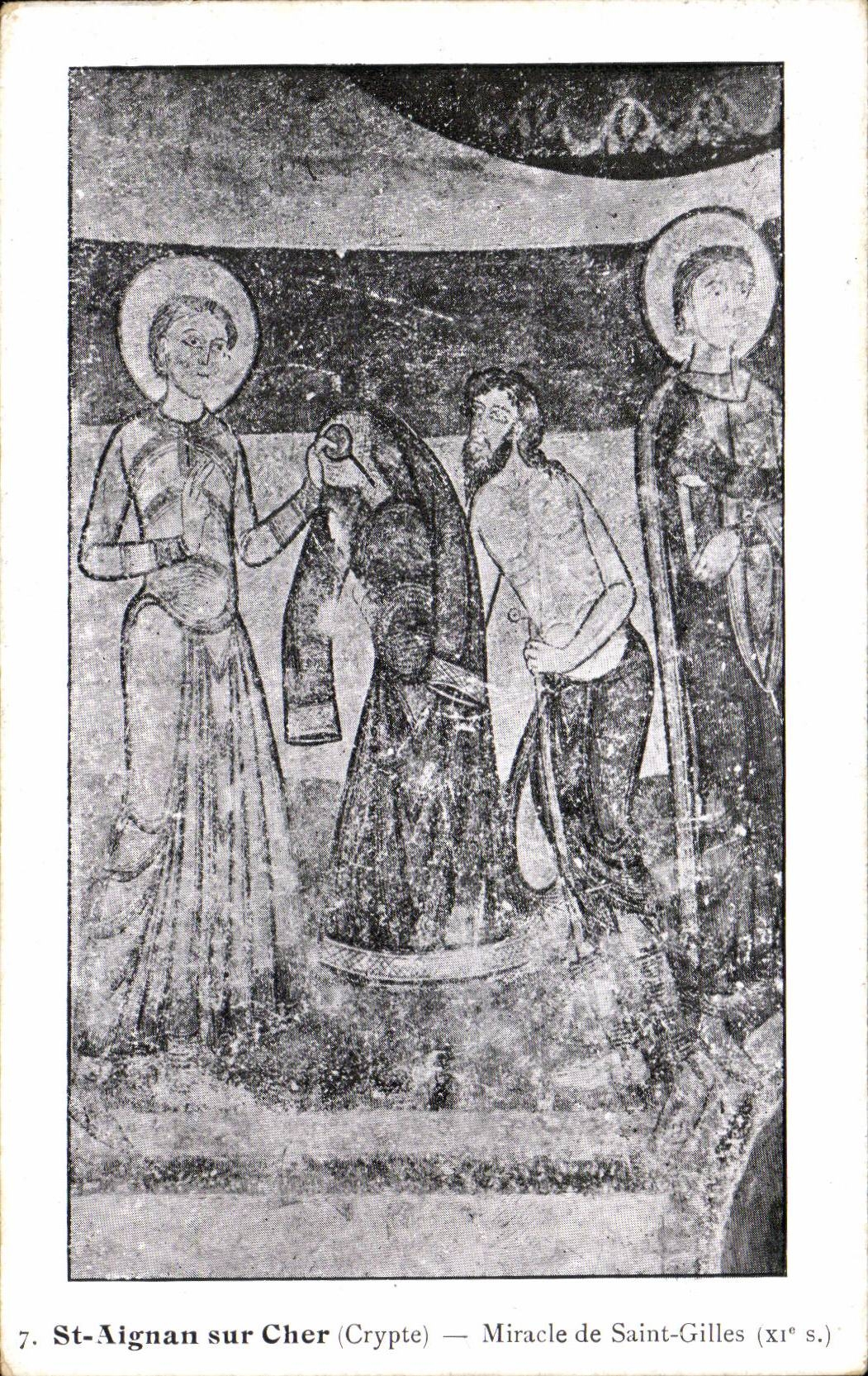 CPA Saint Aignan sur Cher Crypte Miracle de Saint Gilles (11eme)