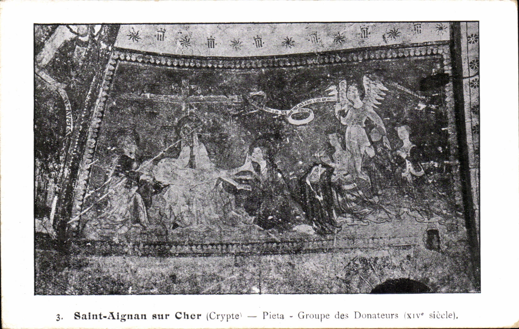 CPA Saint Aignan sur Cher Crypte Pieta Groupe de donateurs (11eme)