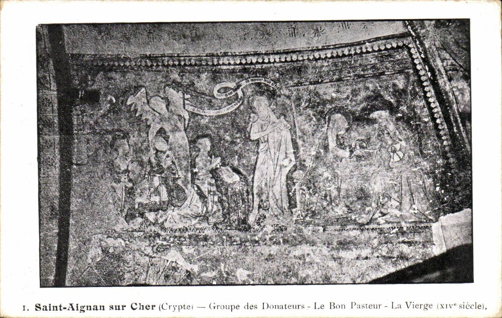 CPA Saint Aignan sur Cher Crypte Groupe des Donateurs Le Bon Pasteur La vierge (11eme)